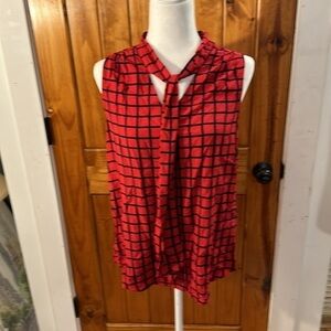 Banana Republic Factory red and black windowpane  sleeveless shirt size Medium